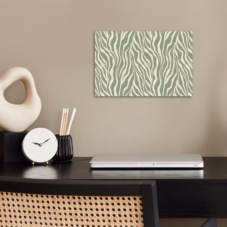 Zebra - Motief - Groen poster papier klein 62 -sfeer1