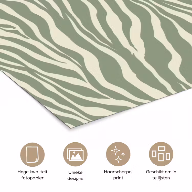 Zebra - Motief - Groen poster papier klein 62 -closeup_NL