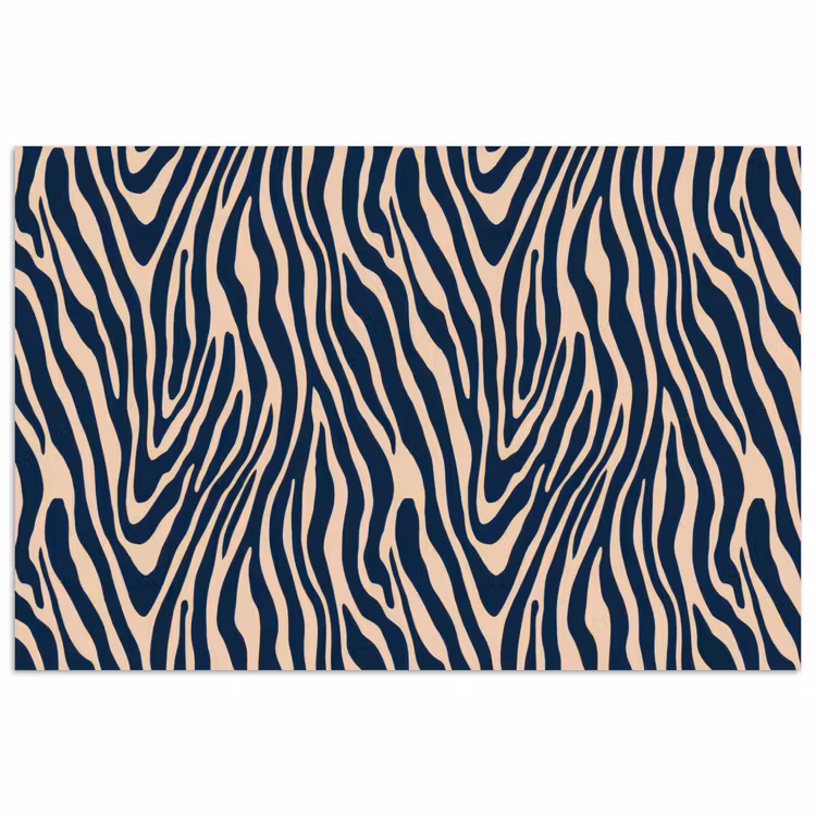 Zebra - Patroon - Blauw - Beige poster papier klein 62 -3d