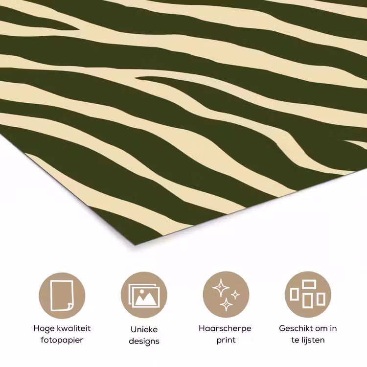 Zebra - Patroon - Groen poster papier klein 62 -closeup_NL
