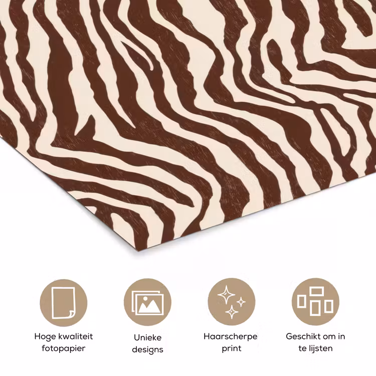 Zebra - Patroon - Zwart - Wit poster papier klein 62 -closeup_NL