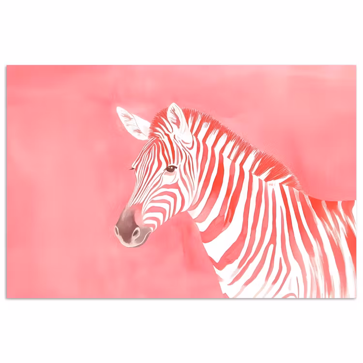 Zebra - Pink - Verf poster papier klein -3d
