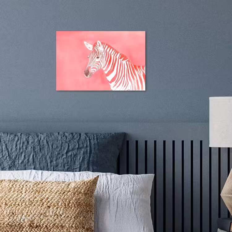 Zebra - Pink - Verf poster papier klein -sfeer2