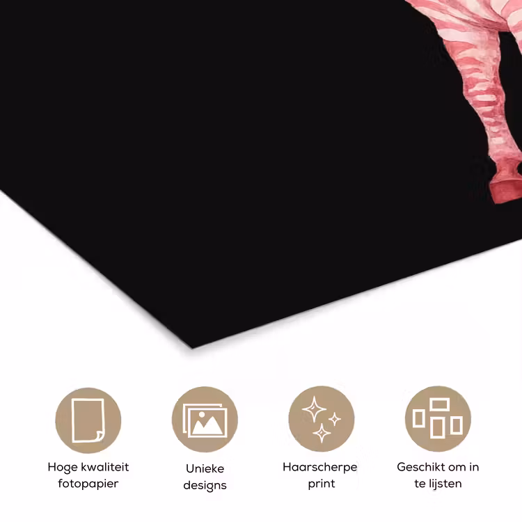 Zebra - Roze - Gestreept poster papier klein -closeup_NL