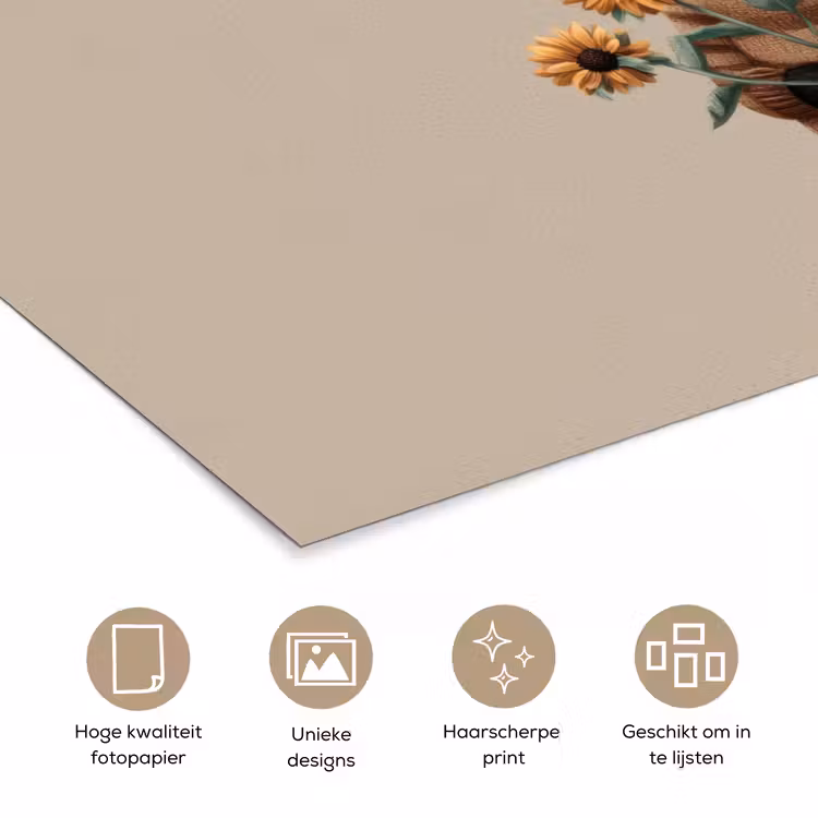 Zebra - Zonnebloemen - Warm poster papier klein -closeup_NL