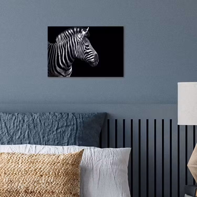 Zebra - Zwart - Wit - Portret - Dieren poster papier klein -sfeer2