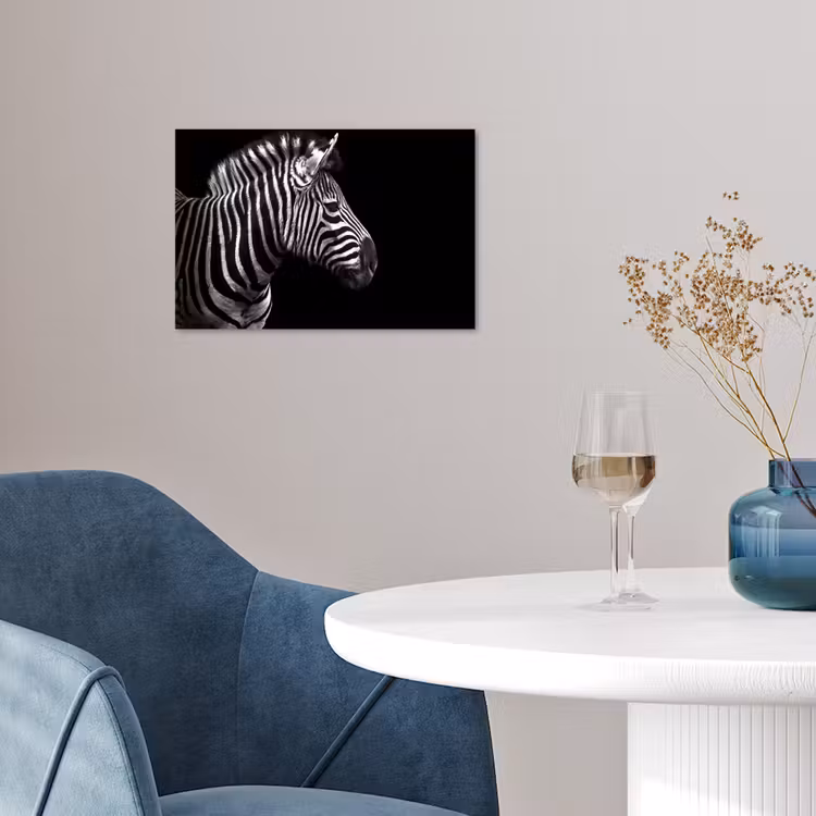Zebra - Zwart - Wit - Portret - Dieren poster papier klein -sfeer3