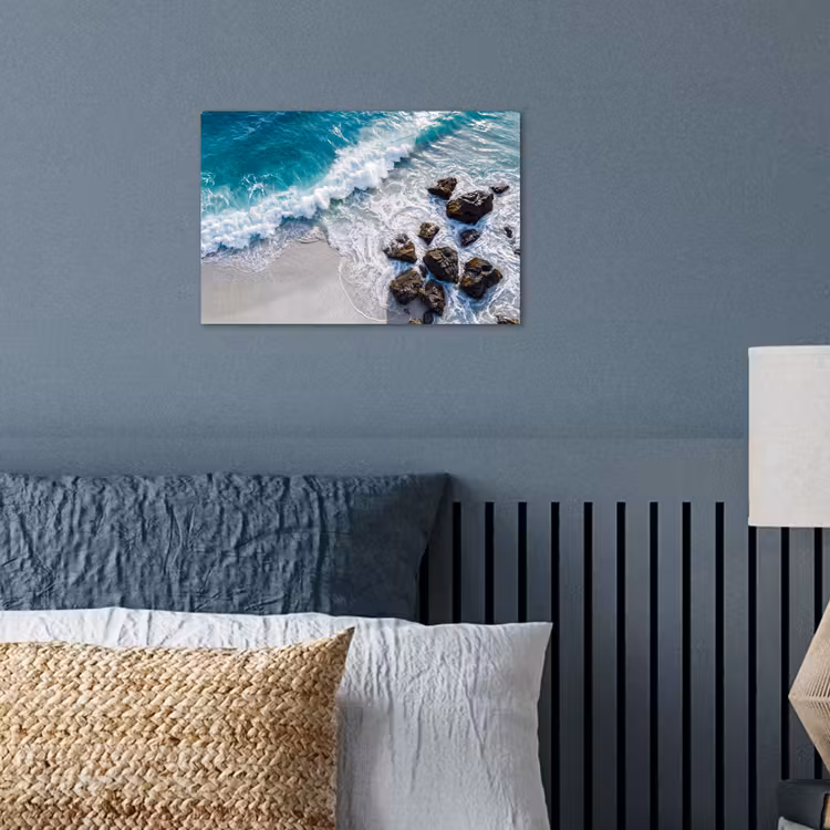 Zee - Golf - Strand - Natuur - Blauw poster papier klein -sfeer2