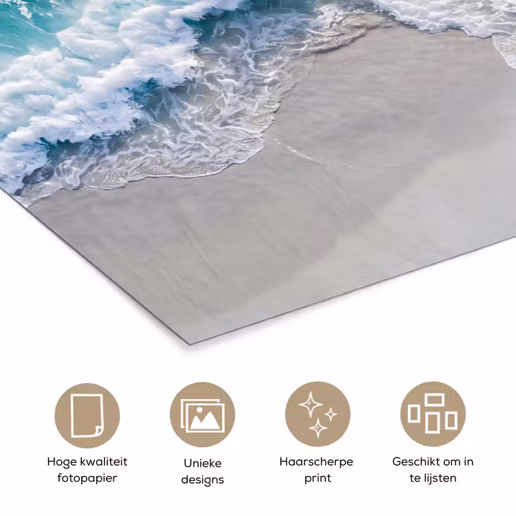 Zee - Golf - Strand - Natuur - Blauw poster papier klein -closeup_NL