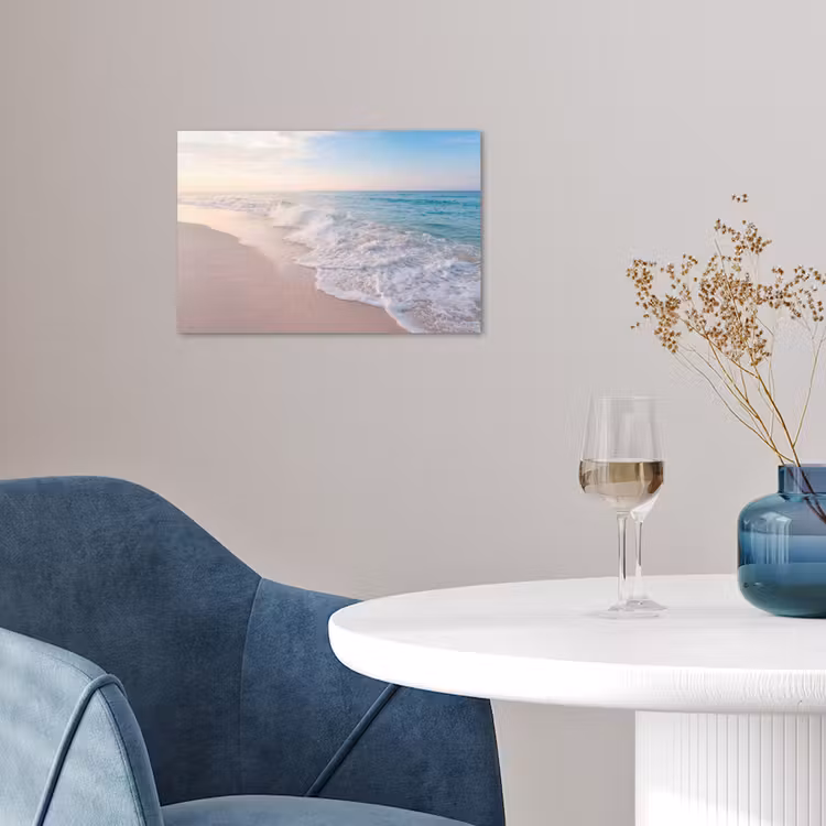 Zee - Golven - Strand - Natuur - Wit poster papier klein -sfeer3