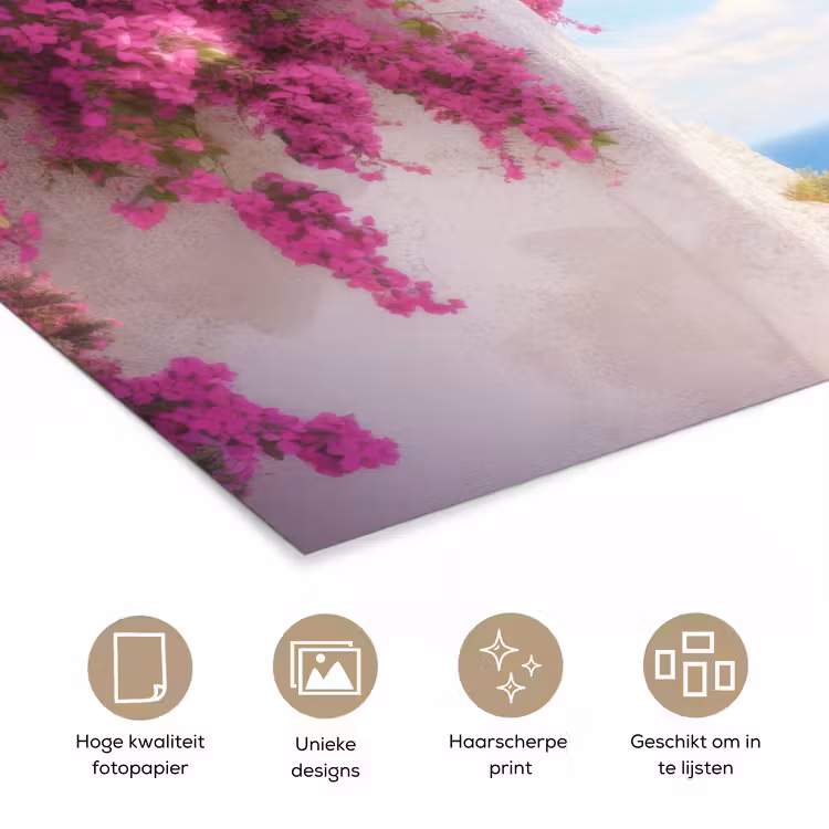 Zee - Roze - Bloemen - Poort poster papier klein -closeup_NL