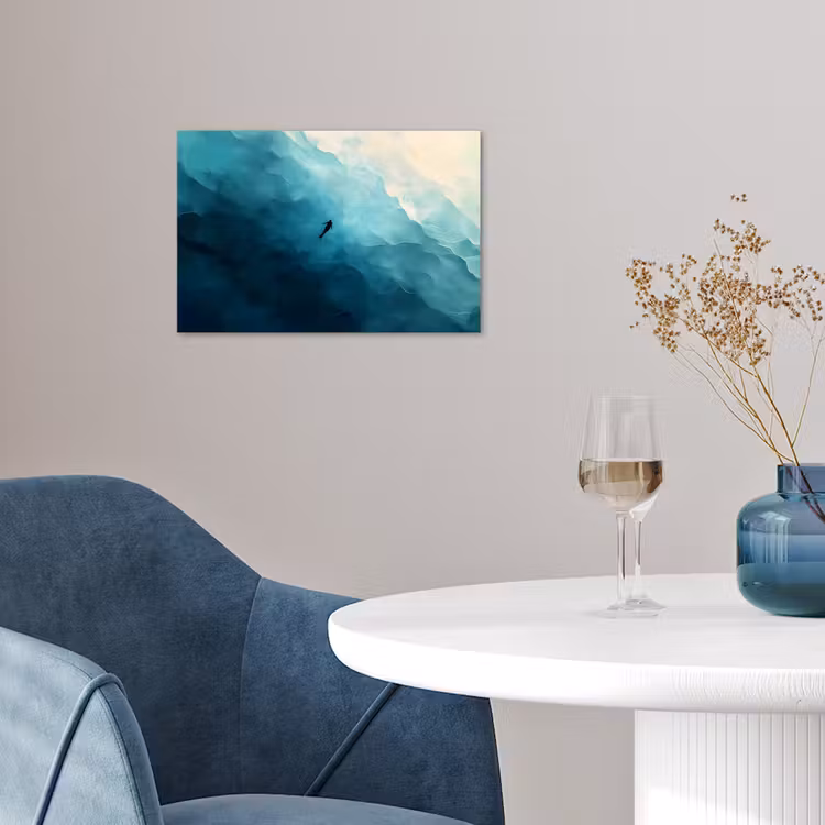 Zee - Silhouet - Abstract - Blauw poster papier klein -sfeer3