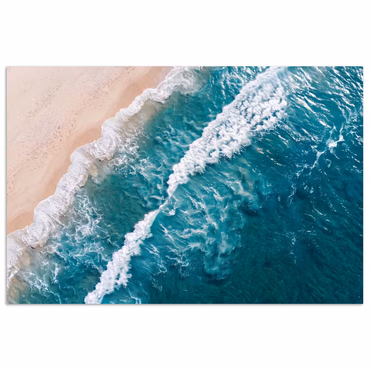 Zee - Strand - Golven - Natuur - Blauw poster papier klein -3d