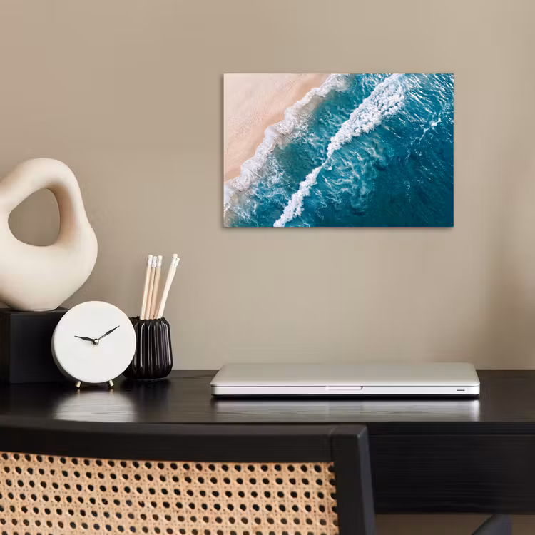 Zee - Strand - Golven - Natuur - Blauw poster papier klein -sfeer1