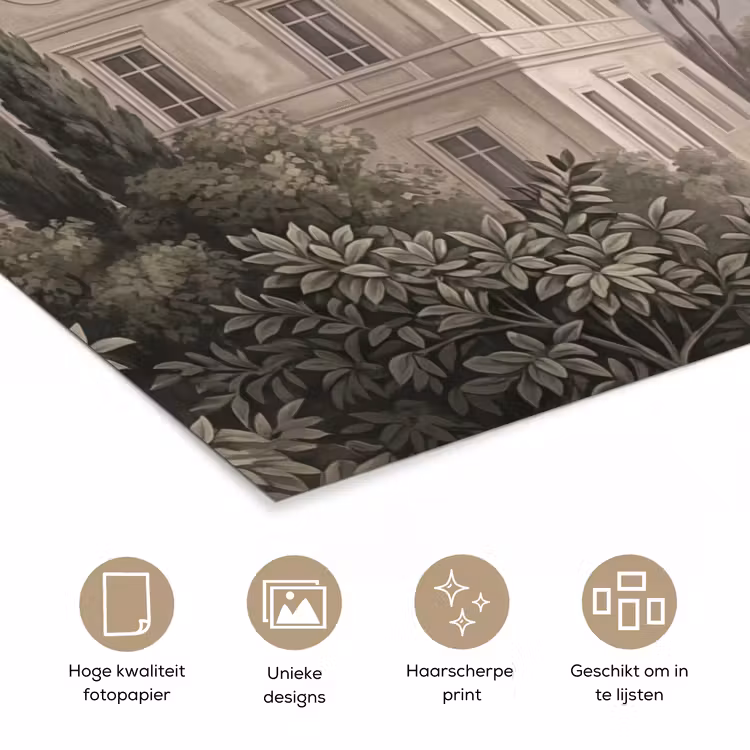 Zee - Villa - Beige poster papier klein -closeup_NL