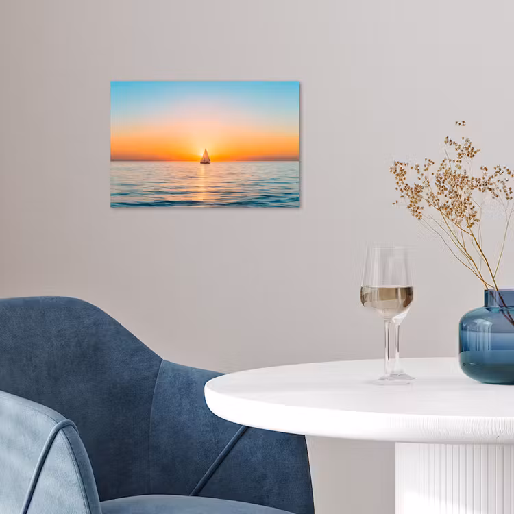 Zee - Zeilboot - Zonsondergang poster papier klein -sfeer3
