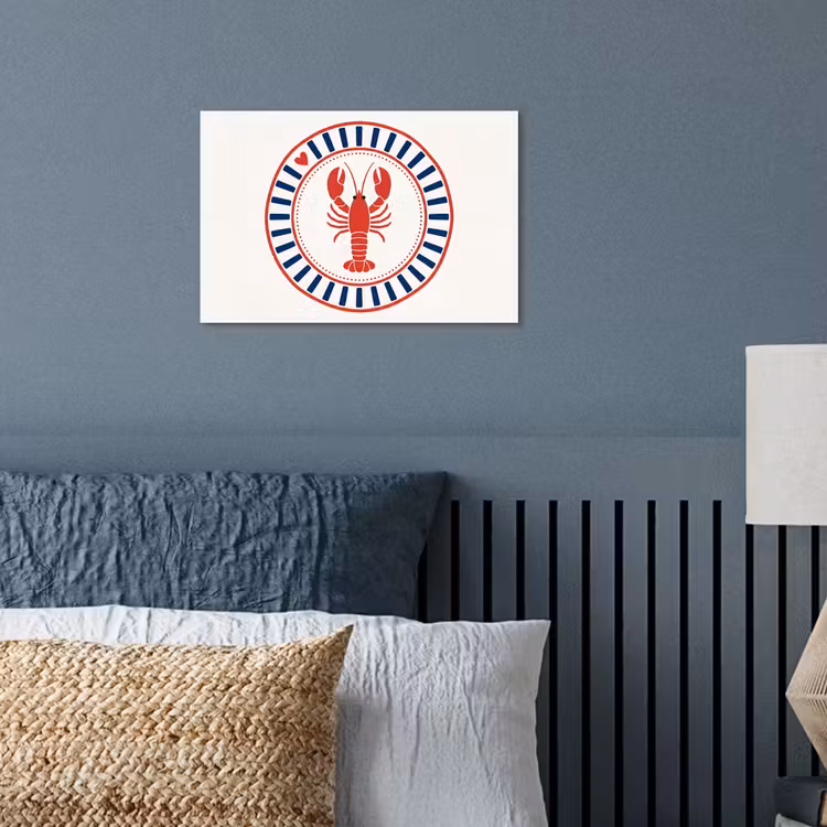 Zeeleven - Kreeft - Embleem - Grafisch - Rood poster papier klein -sfeer2