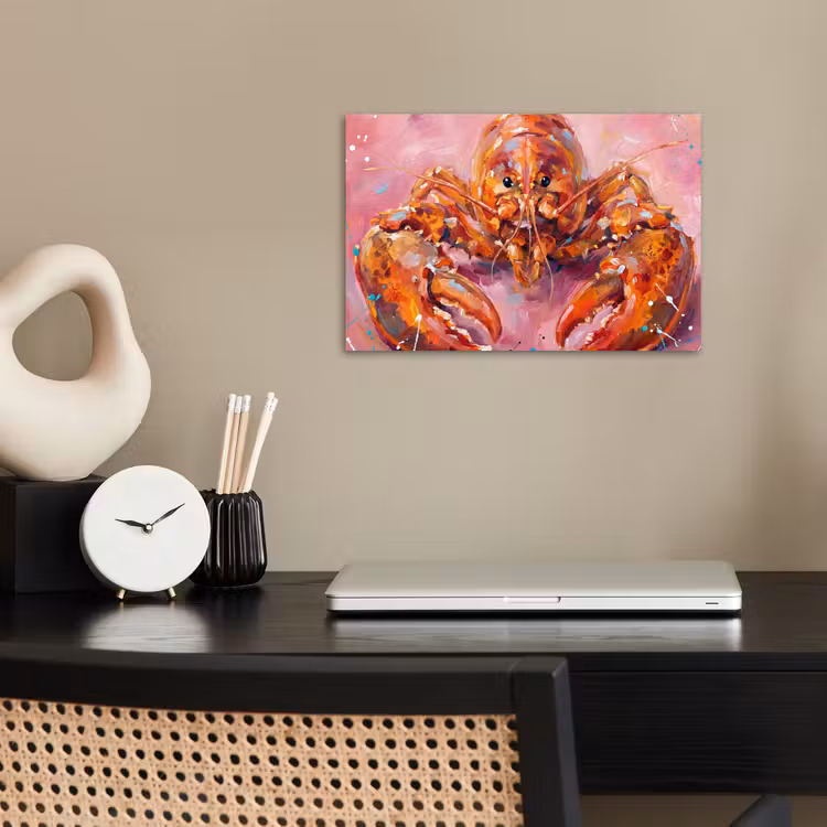 Zeeleven - Kreeft - Spatters - Abstract - Roze poster papier klein -sfeer1