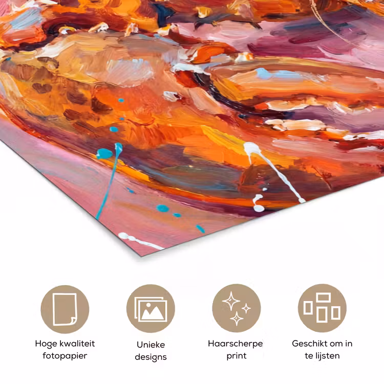 Zeeleven - Kreeft - Spatters - Abstract - Roze poster papier klein -closeup_NL