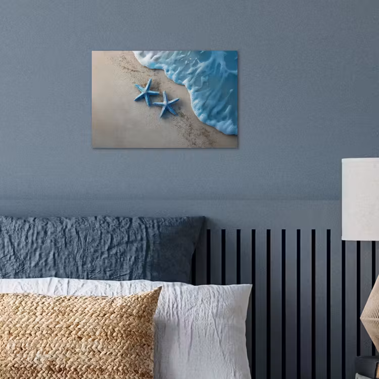 Zeesterren - Zand - Zee - Blauw poster papier klein -sfeer2