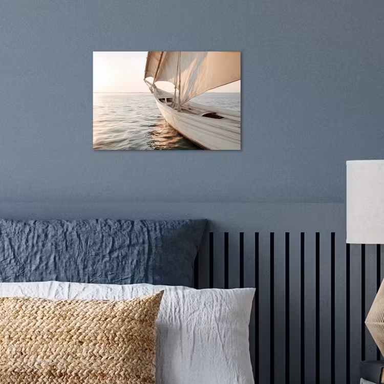 Zeilboot - Zee - Beige - Zon poster papier klein -sfeer2