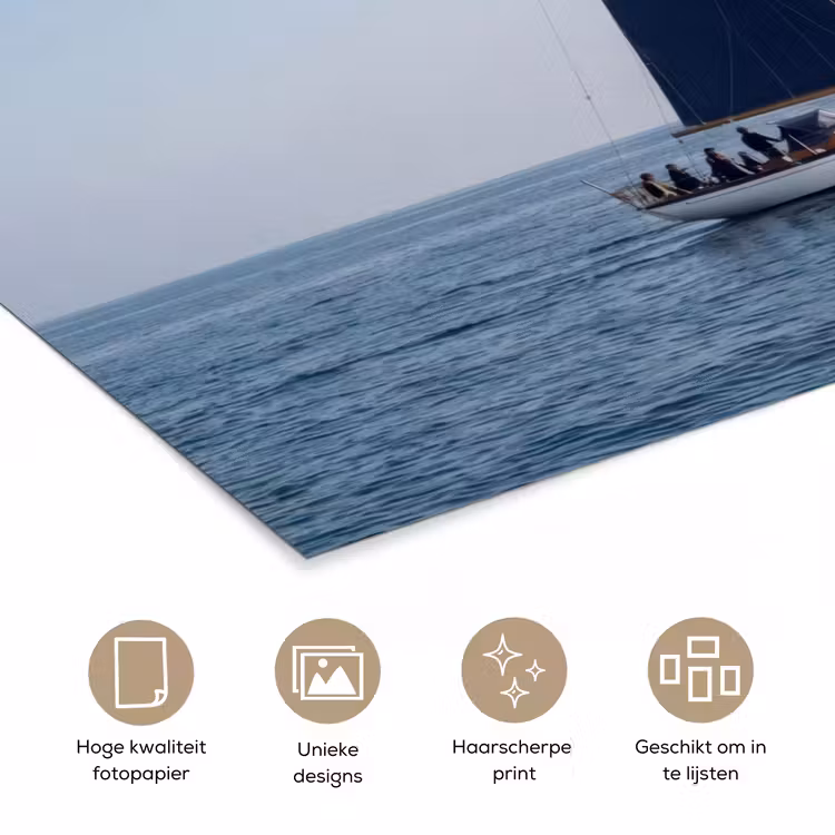 Zeilboot - Zee - Blauw poster papier klein -closeup_NL