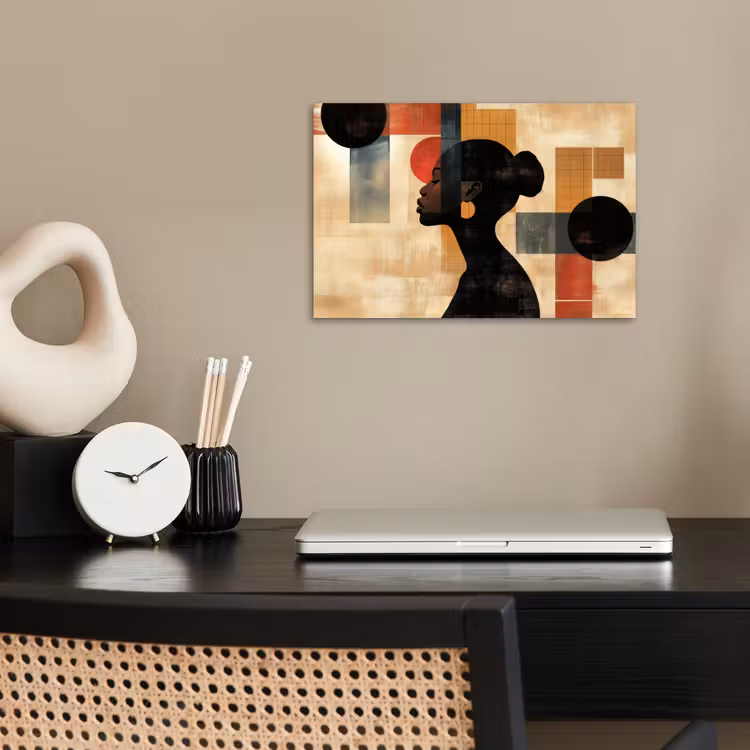 Zijaanzicht - Vrouw - Vormen poster papier klein -sfeer1