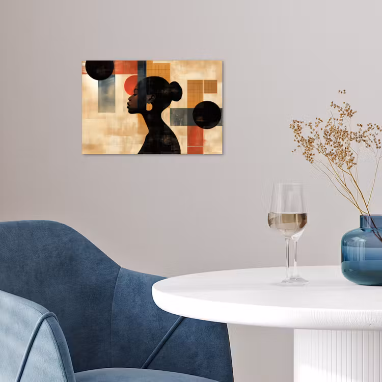 Zijaanzicht - Vrouw - Vormen poster papier klein -sfeer3