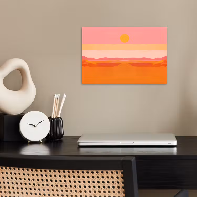 Zon - Abstract - Landschap - Oranje poster papier klein -sfeer1