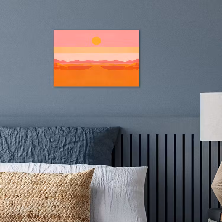 Zon - Abstract - Landschap - Oranje poster papier klein -sfeer2