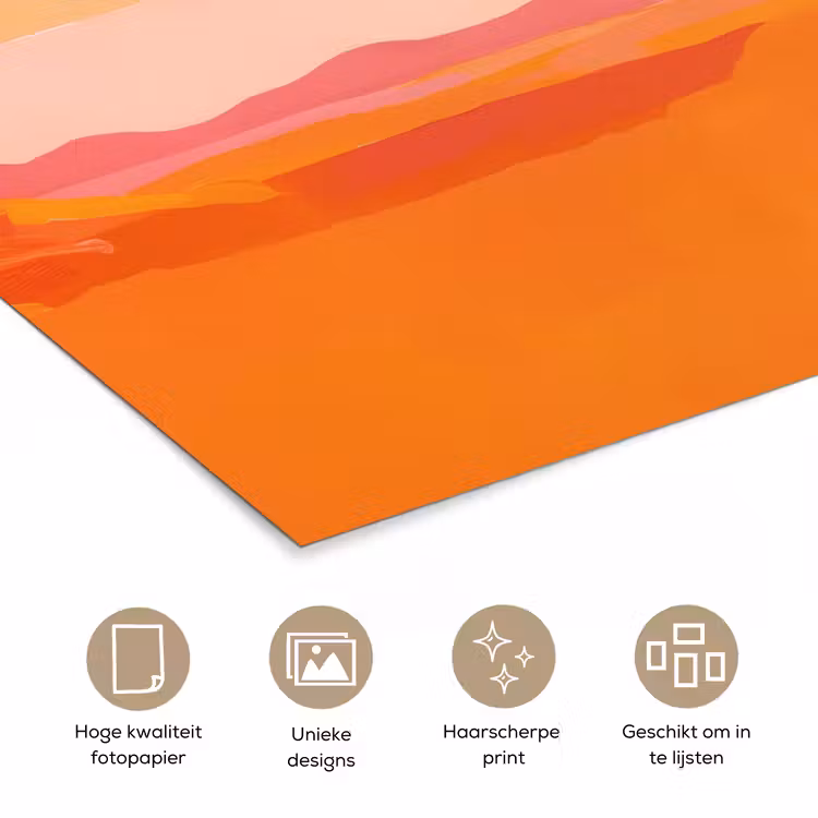 Zon - Abstract - Landschap - Oranje poster papier klein -closeup_NL