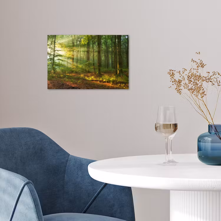 Zon - Bos - Bomen - Natuur - Herfst poster papier klein -sfeer3