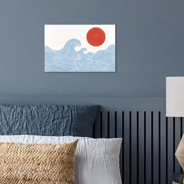 Zon - Golven - Oceaan - Abstract - Rood poster papier klein -sfeer2