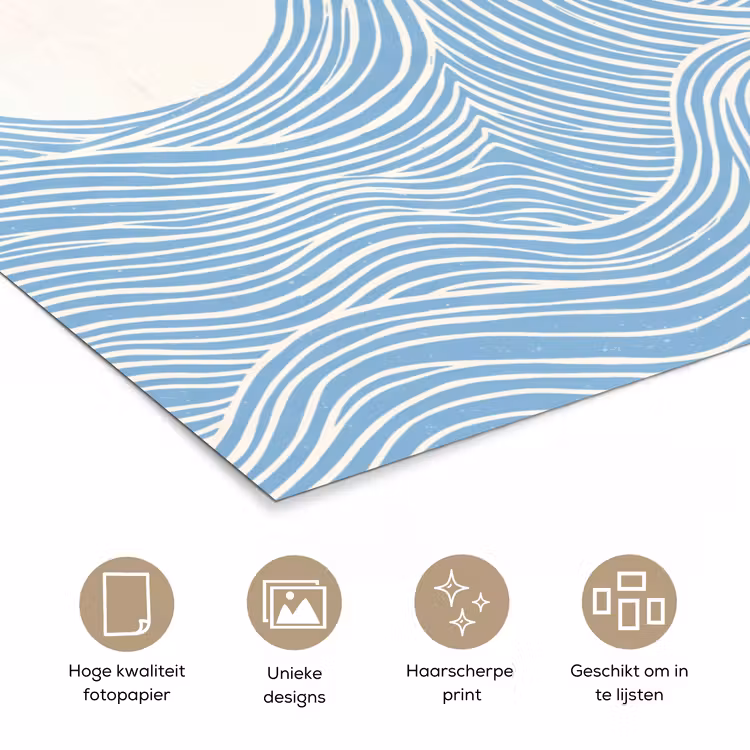 Zon - Golven - Oceaan - Abstract - Rood poster papier klein -closeup_NL