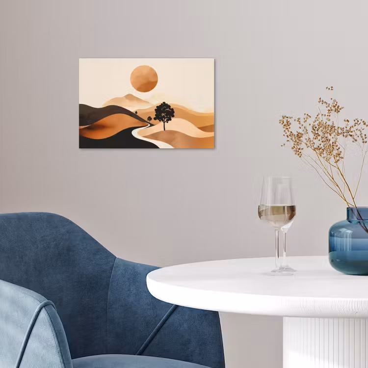 Zon - Heuvels - Boom - Abstract poster papier klein -sfeer3