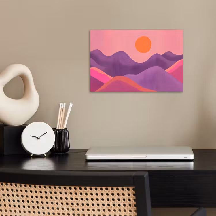 Zon - Heuvels - Paars - Abstract poster papier klein -sfeer1
