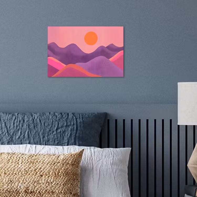 Zon - Heuvels - Paars - Abstract poster papier klein -sfeer2