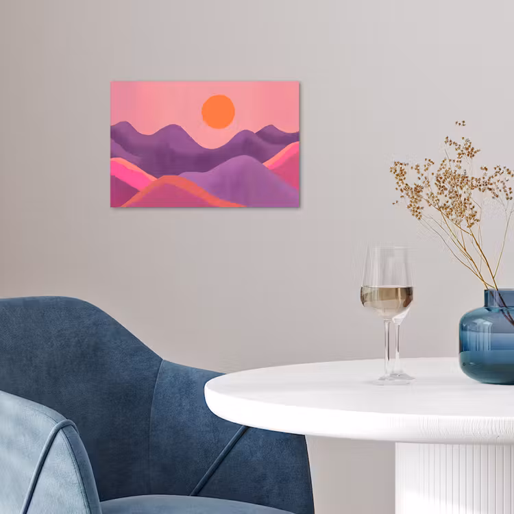 Zon - Heuvels - Paars - Abstract poster papier klein -sfeer3