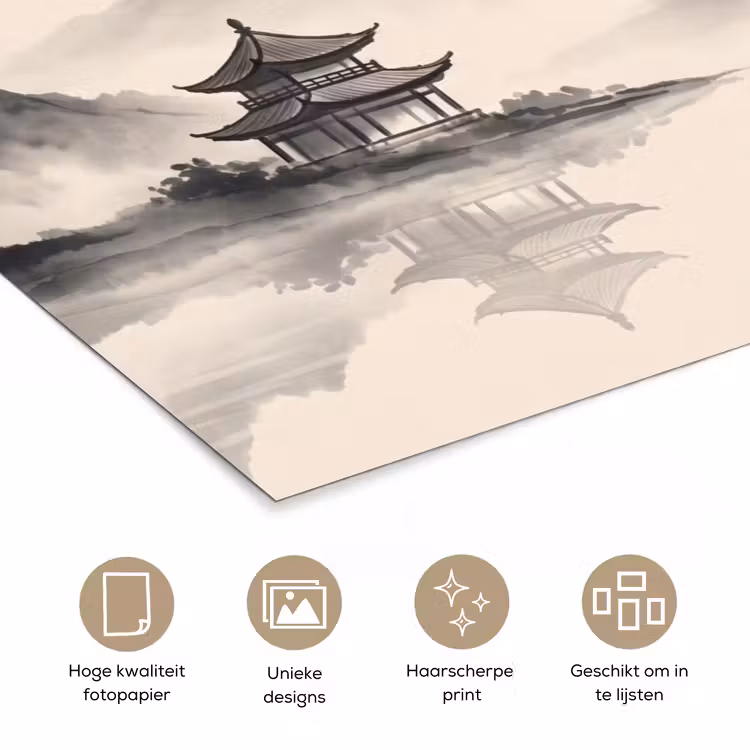 Zon - Japans - Traditioneel poster papier klein -closeup_NL