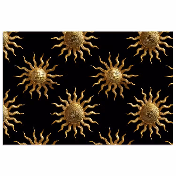 Zon - Patroon - Luxe - Goud - Zwart poster papier klein 62 -3d