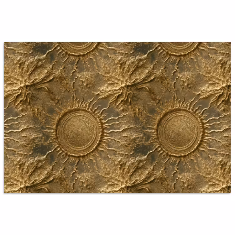 Zon - Reliëf - Antiek - Goud poster papier klein 62 -3d