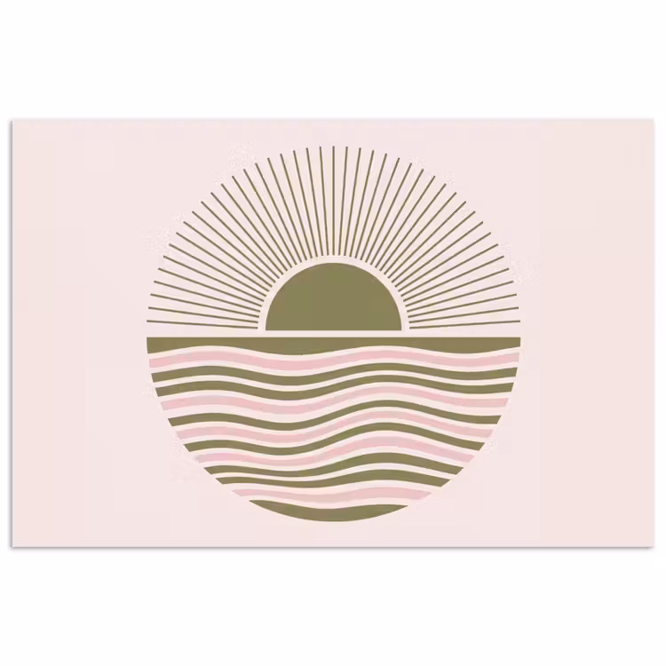Zon - Zee - Abstract - Modern - Roze poster papier klein -3d