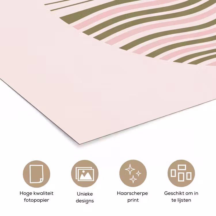 Zon - Zee - Abstract - Modern - Roze poster papier klein -closeup_NL