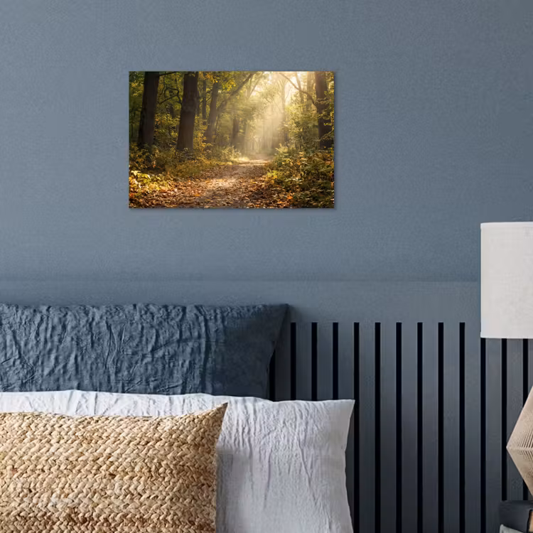 Zonlicht - Bospad - Bomen poster papier klein -sfeer2