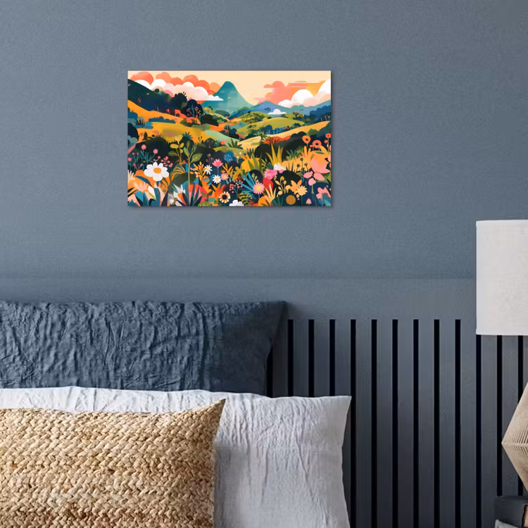 Zonlicht - Heuvels - Wolkenlucht poster papier klein -sfeer2