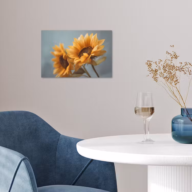 Zonnebloemen - Geel - Wazig poster papier klein -sfeer3