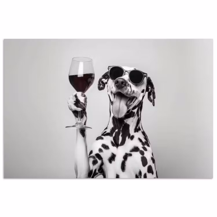 Zonnebril - Dalmatiër - Wijnglas - Tong poster papier klein -3d