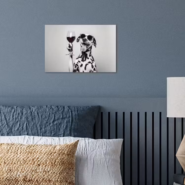 Zonnebril - Dalmatiër - Wijnglas - Tong poster papier klein -sfeer2