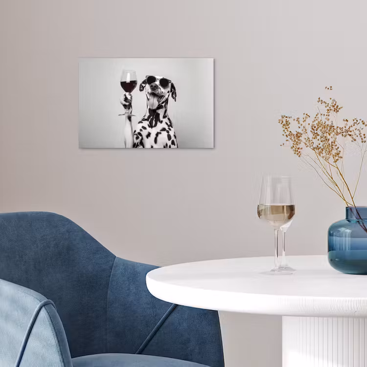 Zonnebril - Dalmatiër - Wijnglas - Tong poster papier klein -sfeer3