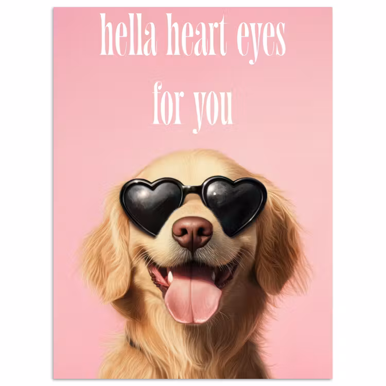 Zonnebril - Hartjes - Hond - Valentijn poster papier klein -3d